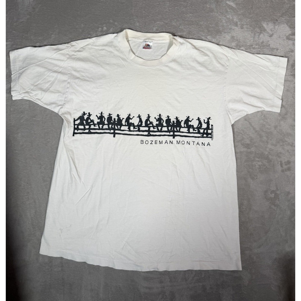Fruit of the Loom Bozeman Montana Graphic Mens XL White Crew Neck Tee USA
